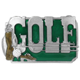 Golf with Clubs Enameled Belt Buckle